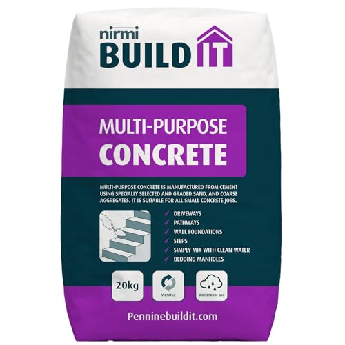 Build It Multi-Purpose Concrete 20kg - Ready Mix Cement, Sand & Aggregates | DIY & Trade Use | Ideal for Fence Posts, Paths, Bases & Repairs | Pre-Mixed | Just Add Water - Nirmi