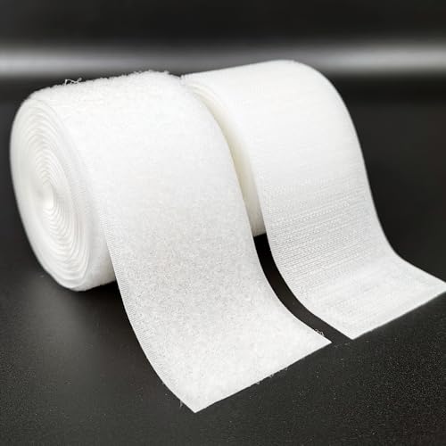 Matenf Sew On Hook and Loop Strips, 2 Inch Wide, Easy to Sew, Excellent Grip, Non Adhesive, Interlocking Tape, Hook & Loop Tape for Clothing Sewing Crafts and DIY Projects, 2'' x 6', White