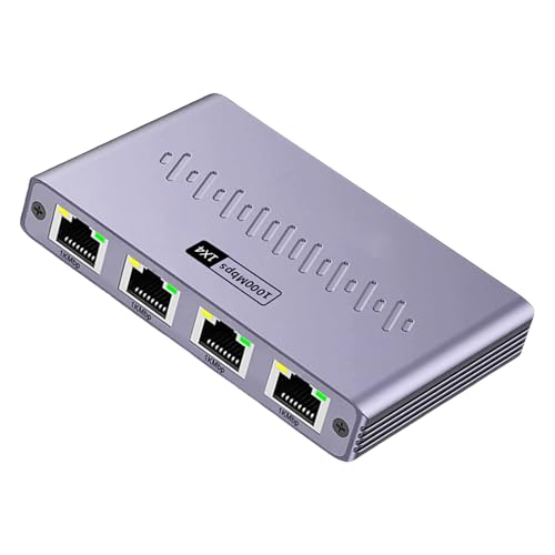 ZEPFJHE Adaptador de red Gigabit Ethernet de 1 a 4 puertos RJ45, conector Ethernet RJ45, carcasa de aluminio para oficina en casa