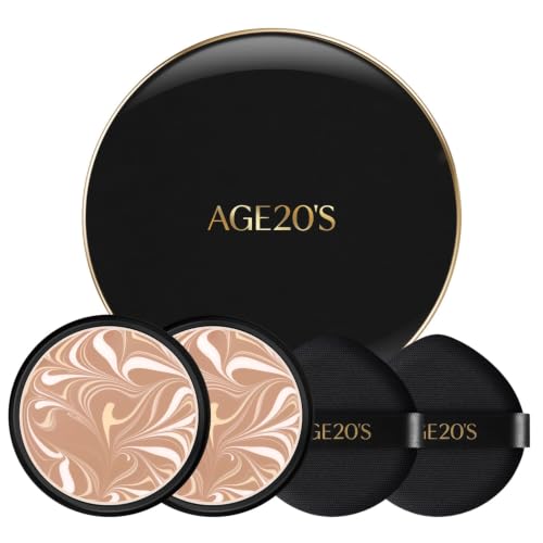 Image of [Vegan] AGE20'S Signature Essence Pact | Pack of 2 | 25N | Korean Cushion Foundation | Cream Foundation, Dewy & Glow Finish, Natural Coverage, SPF 50+