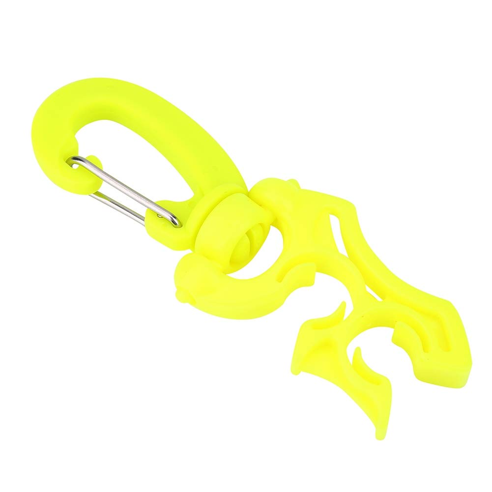 POENVFPO 1Pc Diving Hose Clip Holder, Double Hose Holder with Clip BCD Clip Regulator Retainer with Snap Hook Buckle for Dive Snorkeling (Green)