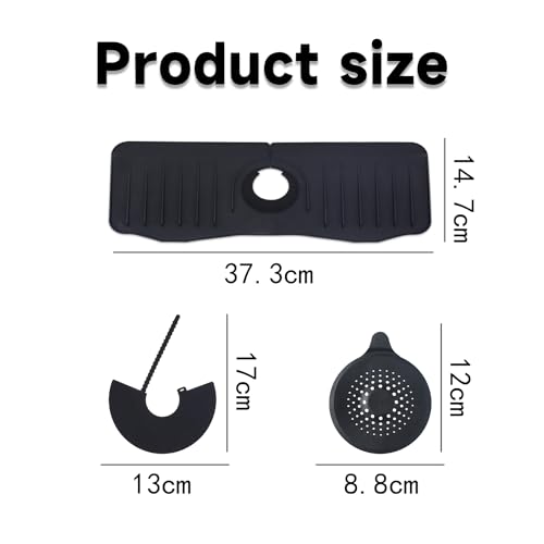 1 Wasserhahn-Pad, 1 Wasserdichte Einfassung Und 1 Filter, Drainage-Pad, Silikon-Pad-Ablage, Splbeckenschutz, Geeignet Fr Kche Und Bad (Schwarz) - Image 2