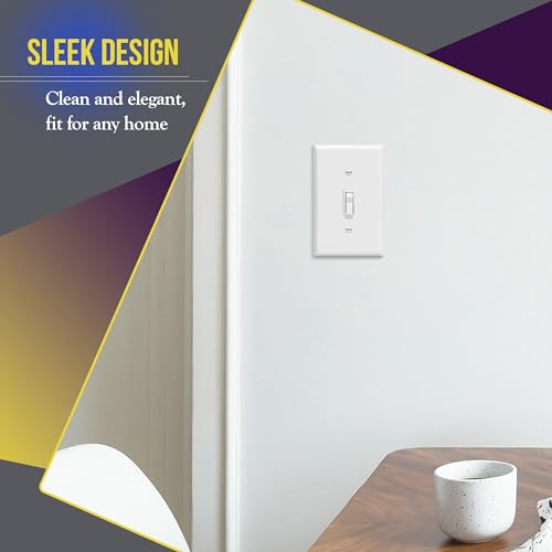 Image of ENERLITES Light Switch Cover Plate, Toggle Wall Plate Cover, Size 1-Gang 4.50 inch x 2.76 inch, Unbreakable Polycarbonate Thermoplastic, 8811-W-5PCS, White (5 Pack)