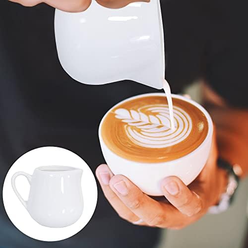 2 PCS 50ml Small White Ceramic Milk Jug Kitchen Pouring Coffee Cream Sauce Cup with Handle By +ing