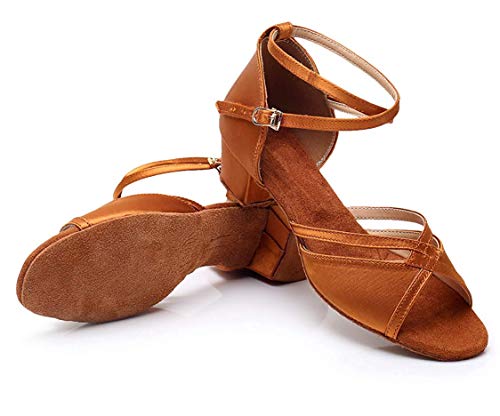 Missfiona GIRLDANCE12_90 Girls Glitter Latin Salsa Dance Shoes Ballroom Peep-Toe Satin Low Heels Sandal thumb #3