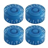 FLEOR Juego de 4 pomos de velocidad para guitarra, sombrero de barril con letra blanca para Gibson LPs y SG, azul