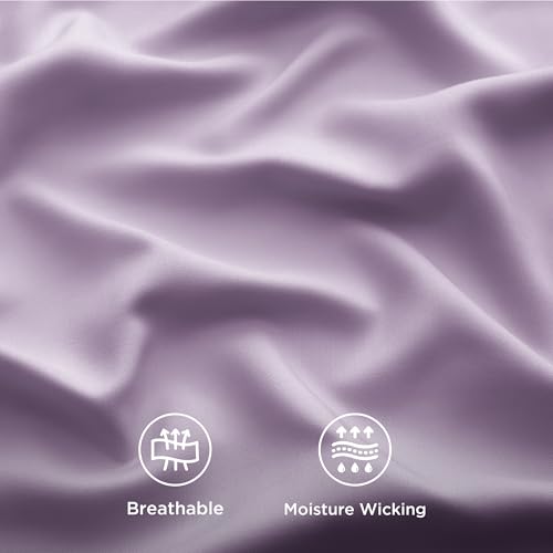 Image of Bedsure Cooling Sheets Twin, Rayon Derived from Bamboo, PureWoven, Breathable & Soft Twin Sheets Set, Deep Pocket Up to 16 Inches, Hotel Luxury Silky Bedding for Hot Sleepers, Lilac