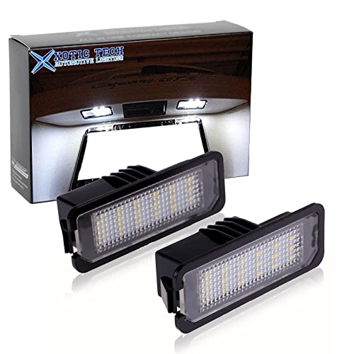 Xotic Tech 2Pcs Error Free License Plate Light Lamps Assembly,Xenon White,Compatible with VW Golf MK4 MK5 MK6 Passat B6 CC EOS or Porsche or Audi(18-SMD 6000K)