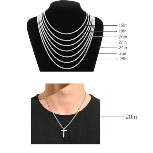 Cross Necklace for Men, Silver Cross Stainless Steel Pendant Necklace, Mens Cross Chain4