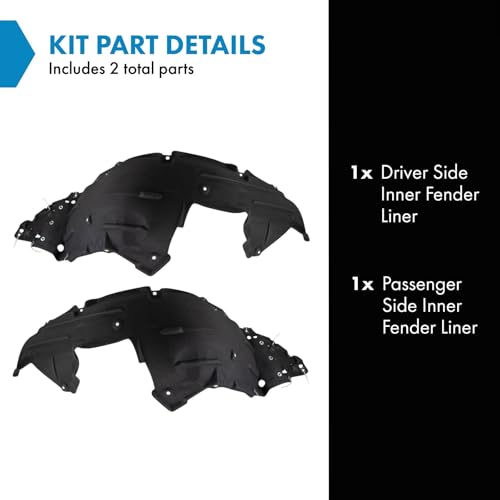 Image of TRQ Front Driver and Passenger Side Inner Fender Liner Set Compatible with 2019-2022 Honda HR-V LX EX EX-L
