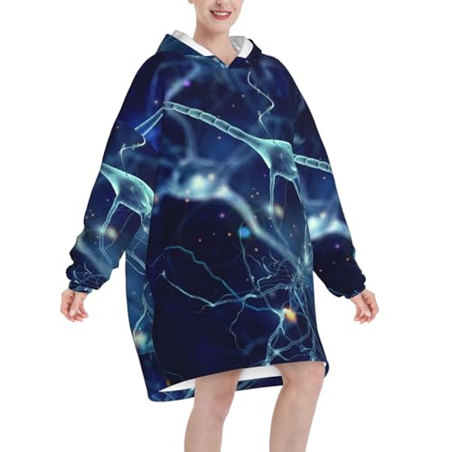Couverture à capuche oversize femme sweat plaid imprimé 3D - 2