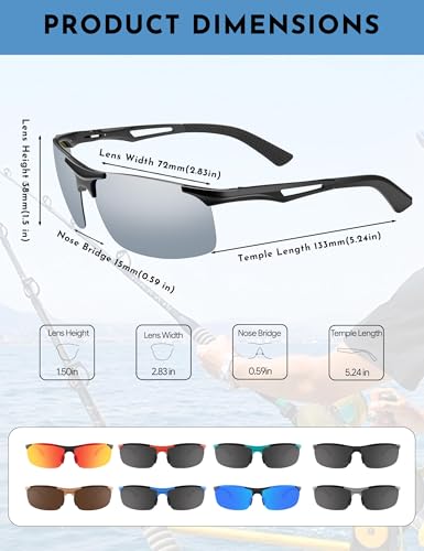 Image of BIRCEN Polarized Anti-Glare Sunglasses for Men: Lightweight Metal Wrap around Sun Glasses UV Protection for Driving Fishing