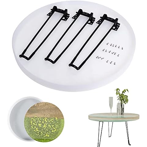50,8 cm Kunstharz-Tischformen, große runde Silikonharzformen mit 3 Haarnadel-Beinen für Tisch, Epoxidharz-Toptisch-Formen für Charcuterie-Brett, Flusstisch, DIY-Kunst, Heimdekoration Cover