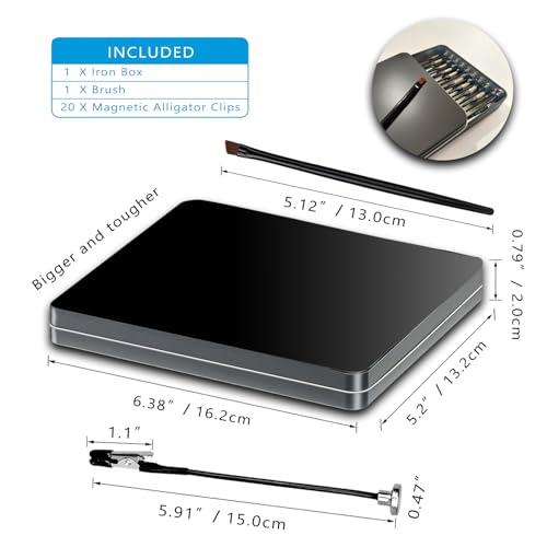 Image of Magnetic Helping Hands for Soldering with 20 Flexible Magnetic Clips - All-in-One Steel Box Station with Brush, Ideal as a Model Painting Stand, Soldering, PCB, and Crafts (Black)