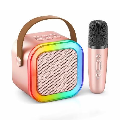 Image of Mini Bluetooth Karaoke Machine - Portable Speaker with Microphone & LED Lights, Kids and Baby Music Singing Toy for Boys & Girls