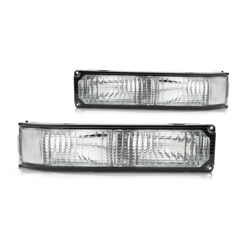 For Chevy C1500/C2500/C3500 1990-1998 Turn Signal/Parking Light Driver and Passenger Side | Pair | Lens & Housing | Below Sealed Beam | Clear Lens | Replacement For GM2520104, GM2521104 | 5974337