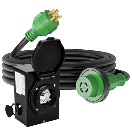 RVGUARD 25 Foot 30 Amp Generator Cord and Power Inlet Box