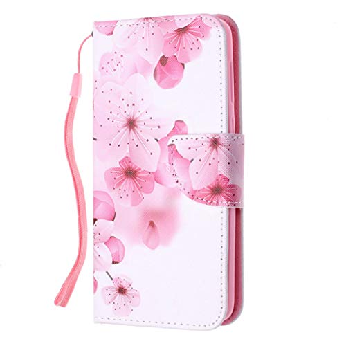 Beddouuk Xperia XA2 Case,3D Shockproof Premium PU Leather Flip Cover [Stand Magnetic][Money Pouch] Wallet Case Folio Gel Bumper Protective Phone Case for Sony Xperia XA2 Peach blossom