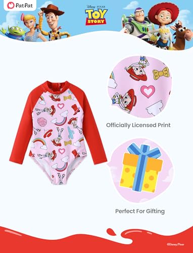 Image of Disney Frozen Stitch Princess Minnie Mouse Girls Swimsuit Long Sleeve Rashguard UPF 50 One Piece Bathing Suit Size 3M-13Y