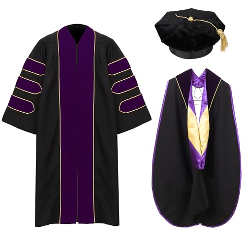 Erligo Deluxe Doctoral Graduation Regalia Set - Purple, Size 54