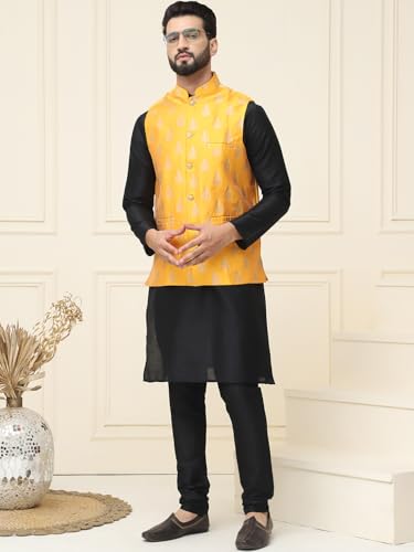 Image of SOJANYA (Since 1958 Men's Silk Blend Kurta Pyjama With Nehrujacket Set