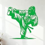Decorazioni murali in vinile Atleta gorilla di karate 54.6x58.1cm Abbellimento murale Verde
