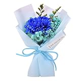 ドライフラワー ブーケ 壁掛け 花束 ドライフラワー 風 造花 フェイク 前撮り 玄関 インテリア テーブル 装飾 花 プレゼント フラワー せっけん素材で作られたお花 枯れないバラ 誕生日プレゼント女性 (ブルー)
