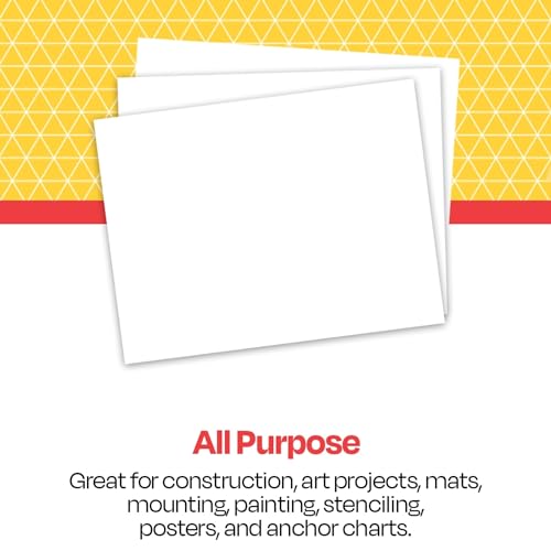 Image of School Smart Railroad Poster Board Paper, 22 x 28 Inches, 4-Ply, White, Pack of 25