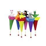 ❀Diseño hermoso y único Awasa 6 Piezas Animales títeres Hide & Seek bebé niños Pop Up Cone Toy Juguete Educativo Animales títeres Ver Las Fotos