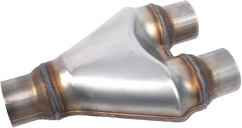 ID 2" Adaptador de Tubo en Y de Escape, Acero Inoxidable T409 de 2 Pulgadas Conector de Tubo en Y Dual a Individual, 10" de Longitud Total