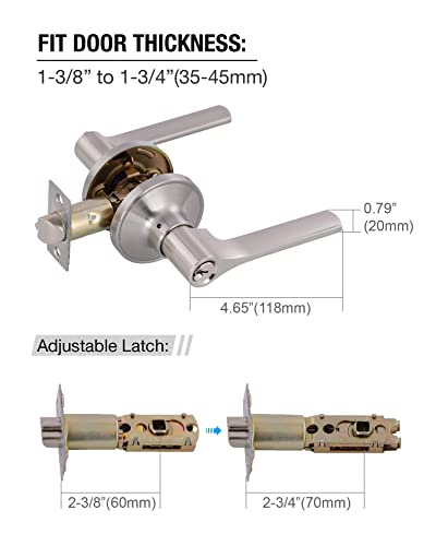 Gitrang Door Levers Interior Keyed Difference Entry Front/Bedroom Door Handles For Left And Right Opened Door With Lock And Keys Set In Satin Nickel #TOP2