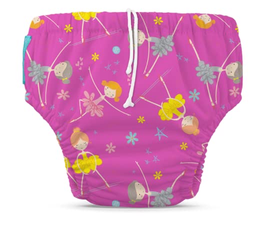 CHARLIE BANANADiva Ballerina 2-in-1 Swim Diaper and Training Pants, Medium, Pink