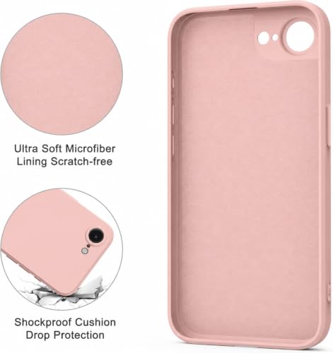 Image of DIZORO Square Microfiber Candy Case Compatible for iPhone 17e / iPhone 16e Shockproof Slim Back Cover Liquid Silicone Case - Pink