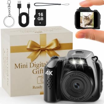Camtryzine 4K Mini Digital Camera, 64MP Retro Travel Pocket Camera, Black
