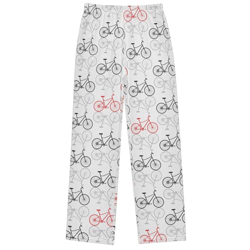 Boy's Pants Red Black Bicycle Jogger Pants Elastic Waist Long Bottoms Trousers with Pockets 6-14 Years