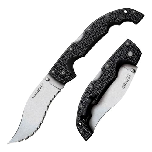 Cold Steel Voyager XL Vaquero 5.5" AUS10A Kukri Serrated Edge Razor-Sharp Blade 6.75" Griv-Ex Handle Everyday Carry Tactical Folding Knife by Cold Steel - Used condition - US$44.11