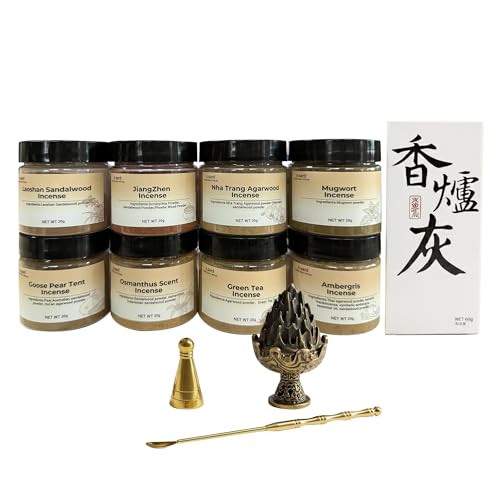 E-DAYS Incense Powder Gift Set - 8 Herbal Blends for Home Fragrance, Aromatherapy Burners & DIY Incense Making,Includes 160g Powders,3-Piece Cone Mold,Ash Base