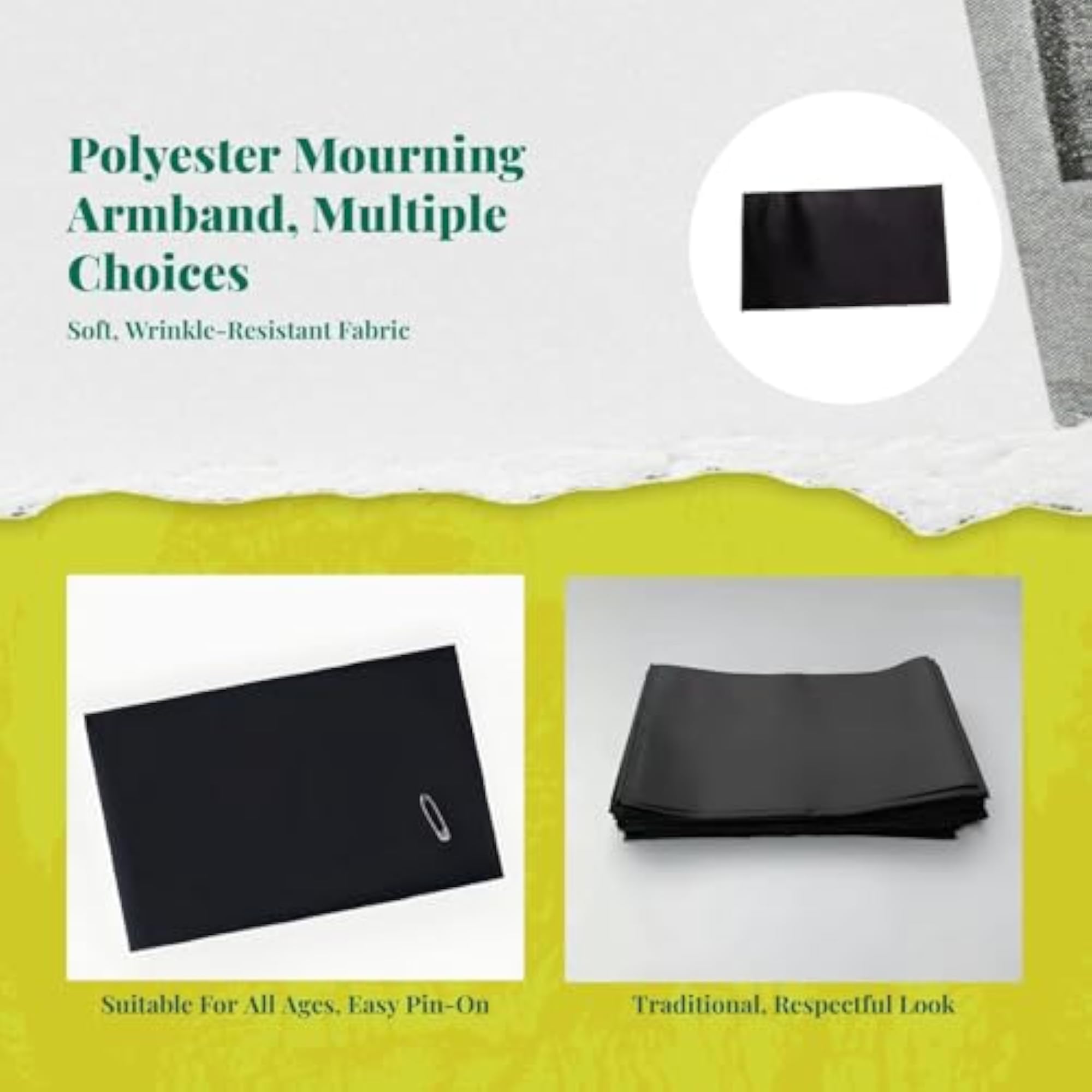 Mourning Sleeve Band, Memorial Lapel Pin, Funeral Accessory, 100Pcs