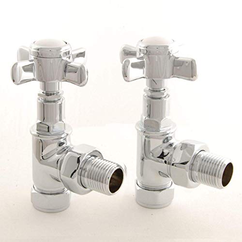 Image of Westminster Traditional Manual Cross-head Radiator and Towel Rail Valves (Chrome Angled)