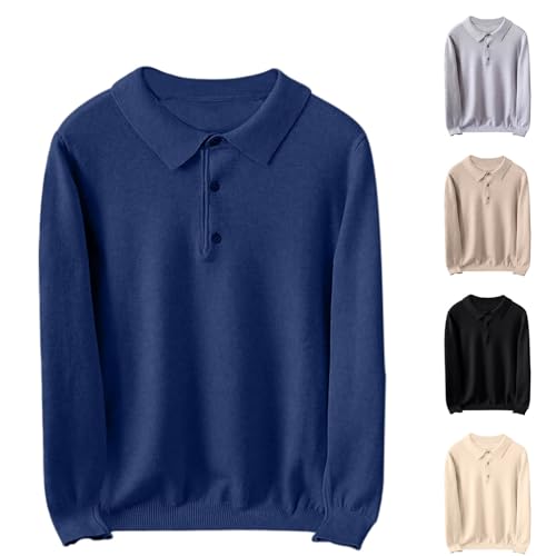 Cambkatl Men's Business Casual Button Up Lapel Sweaters Slim Fit Pullover Long Sleeve Knitted 2025 Fall Stylish Jumper Tops2