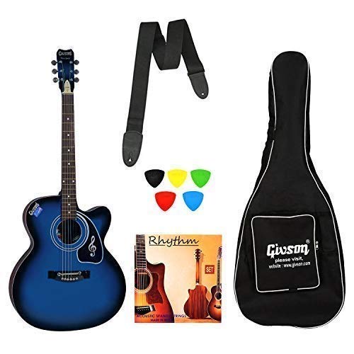 Image of Ketostics Venus Special Cutaway Rosewood 41 Inch Givson Acoustic Guitar Kit with Bag, Rhythm String Set, Strap and 5 Plectrums, (Blue)