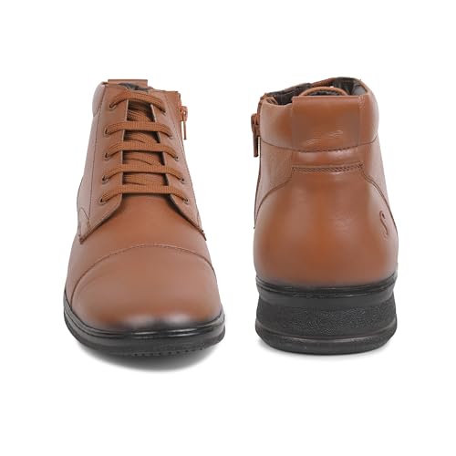 Image of SQUAD TAN COLOR MENS LEATHER POLICE BOOT WITH SIDE ZIPPER