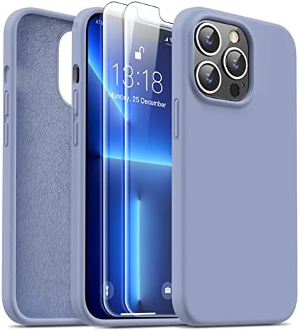 JASBON Designed for iPhone 13 Pro Case with 2 Pack Screen Protector, Liquid Silicone Ultra Slim Shockproof Protective Phone Case with [Soft Anti-Scratch Microfiber Lining], 6.1 inch, Sierra Blue