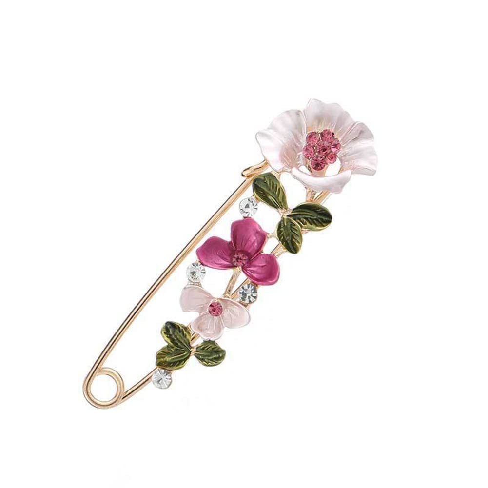 ZXCVWWECrystal Brooch Pins Colorful Flower Leaf Brooch Safety Pin Sweater Shawl Clips Collar Anti-light Pin for Women Girls Clothing Dresses Decoration Accessories