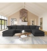 Sdorens 163" U-Shaped Convertible Modular Sectional Sofa, Down Filled Comfort Overstuffed Upholst...