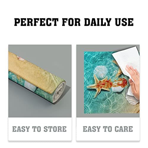 Seashell Starfish Placemats Set Of 4 Washable Linen Beach Place Mats 12X18Inch Ocean Blue Table Mats For Dining Table Farmhouse Kitchen Decor #TOP5