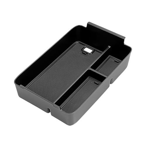 LUCKEASY Armrest Box Storage Box Compatible with Hyundai Santa Fe 2024 2025 2026 ABS Armrest Box Storage Tray and PVC Mats Black ABS for Santa Fe Accessories Black