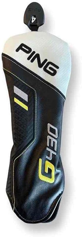 PING G430 Fairway Wood Headcover, Black-White-Yellow-Gray, Leather, Adjustable Number TAG