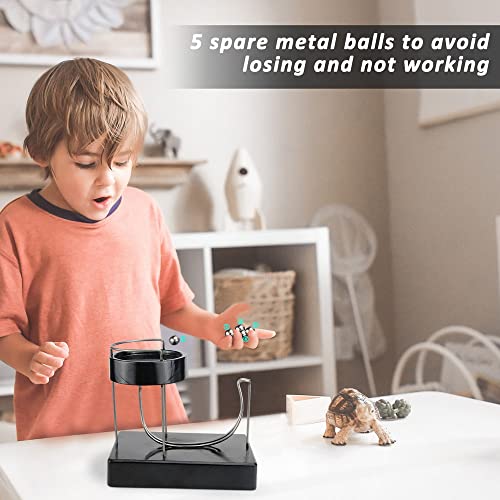 Dgbaiz Kinetic Art Perpetual Marble Machine,Rolling Ball Kinetic Art Perpetual Motion Machine,Newtons Science Physics Gadgets(Black) #TOP5