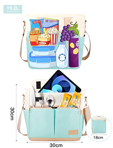 JOYHILL Lunch Bag for Women, Lunch Tote Leakproof Insulated Lunch Box with Shoulder Strap, Adult Reusable Lunch Cooler Tote Bags for Work Picnic Camping Beach (E-GREEN) - Thumbnail 3